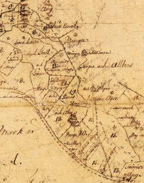 Sotilastorppien paikkoja Immasten lohkomiskartalla 1768 1780.