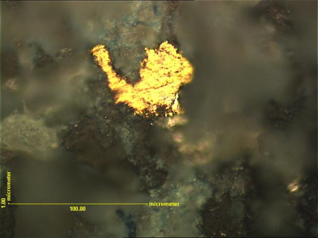 GEOLOGIAN TUTKIMUSKESKUS Uunimäki, malmimineralogia 16 3.4 Kulta Vaikka kairausnäytteen raskasfraktiossa oli paljon erillisiä isoja (>0.