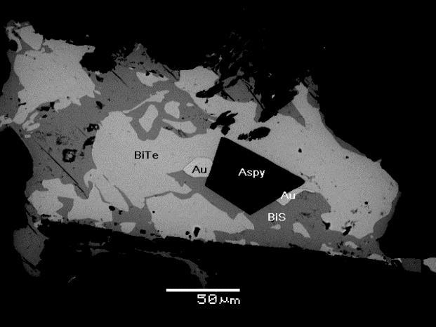 Malmikroskooppi- ja backscatterkuva kompleksisesta