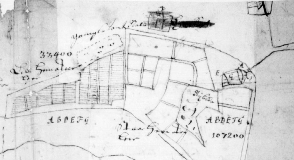 8 Kartta 2: Samuel Brotheruksen Vestersundomin vuoden 1708 kartan konsepti. Brotherus 1708 Gubbackan eteläpuolisella autiotontilla ei näytä olleen 1700- ja 1800-luvuilla asuinrakennuksia 10.