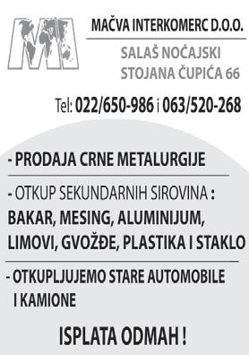 Тел: 062/822-74-90 - Про да јем по лов не про зо ре, две фо те ље на раз вла че ње, ТВ вр ло по вољ но. Тел: 069/741-960 - Ауто ме ха ни чар са ис ку ством тра жи по сао у стру ци.