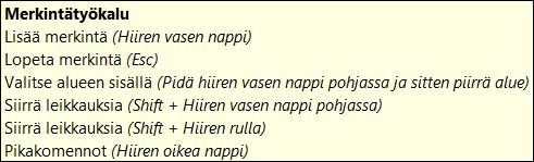 Kuva 21 Kävelytila Merkintätyökalu Merkintätyökalu is merkintöjen lisäämistä ja kohteen korostamista varten.