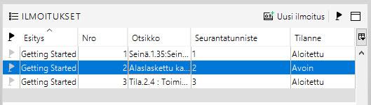 Omat ilmoitukset 5) Voit tehdä omia erillisiä ilmoituksia asettamalla haluamasi kuvakulman 3D näkymässä ja lisäämällä Uusi ilmoitus Ilmoitus näkymän