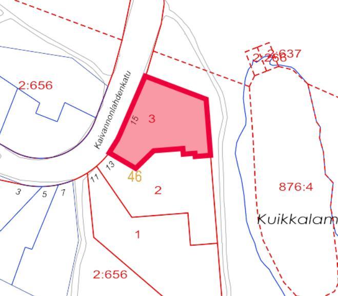 Kuopion kaupunki Pöytäkirja 2/2017 2 (2) Kuva 2: tontti 297-33-46-3 Tontti 297-33-46-3 on asemakaavassa osoitettu Asuin-, liike- ja toimistorakennusten sekä yleisten rakennusten korttelialueeksi