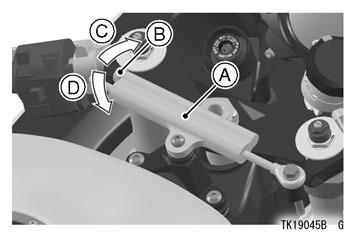Ohjausiskunvaimennin Moottoripyöräsi on varustettu ohjausiskunvaimentimella; suosittelemme vaimentimen vakioasetuksen käyttämistä päivittäisessä ajossa.