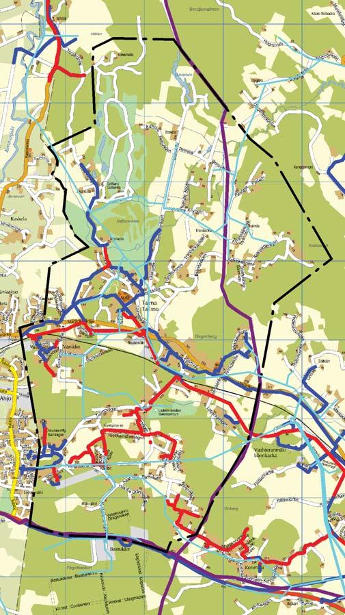Taulukko: Rakennusten suojaetäisyys maakaasun siirtoputkesta Putken koko Etäisyys ryhmän A kohteista, m DN 200 10 5 200 < DN 500 16 8 DN > 500 20 10 Etäisyys ryhmän B kohteista, m 2.4.