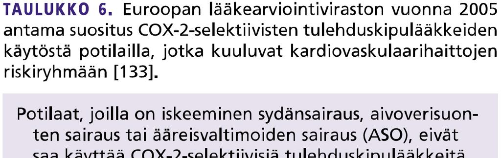 COX-2-selektiiviset tulehduskipulääkkeet lisäävät tromboembolisten