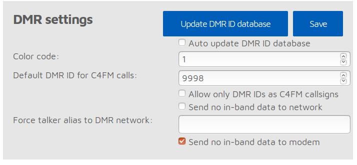 Kuva 7: SharkRF OpenSpot DMR settings 2.2.3 Modem Settings Valitse Mode/submode: DMR Hotspot. Vastaanotto- ja lähetystaajuudeksi suositellaan käytettävän taajuutta 434,425 MHz.