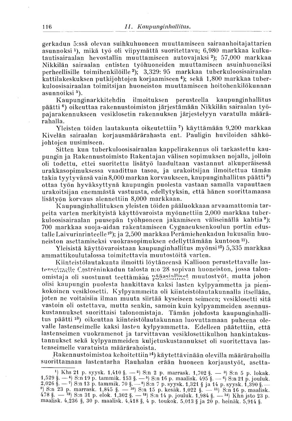 116 II. Kaupunginhallitus.