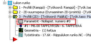 11 Piilota työstörata klikkaamalla uudelleen Valittujen operaatioiden näyttö päälle/pois. 12 Tallenna tiedosto.