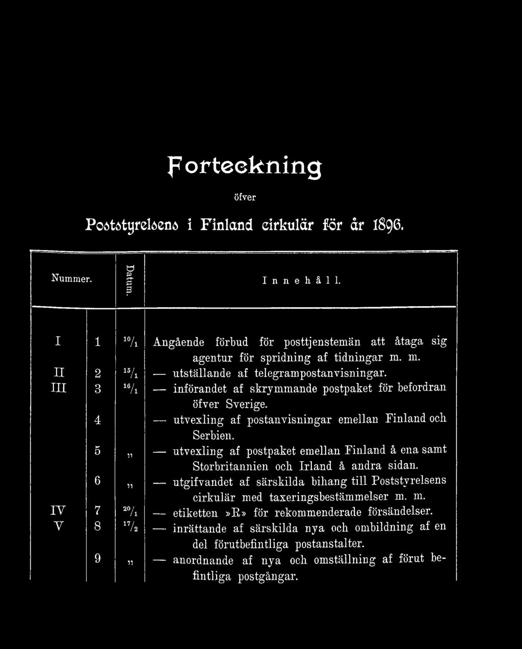 4 u tv e x lin g af p osta n visn in g a r em ellan F in lan d ock. Serbien. 5 11 u tv e x lin g af postpaket em ellan F in land å ena sam t S torbritan n ien och. Irla n d å andra sidan.