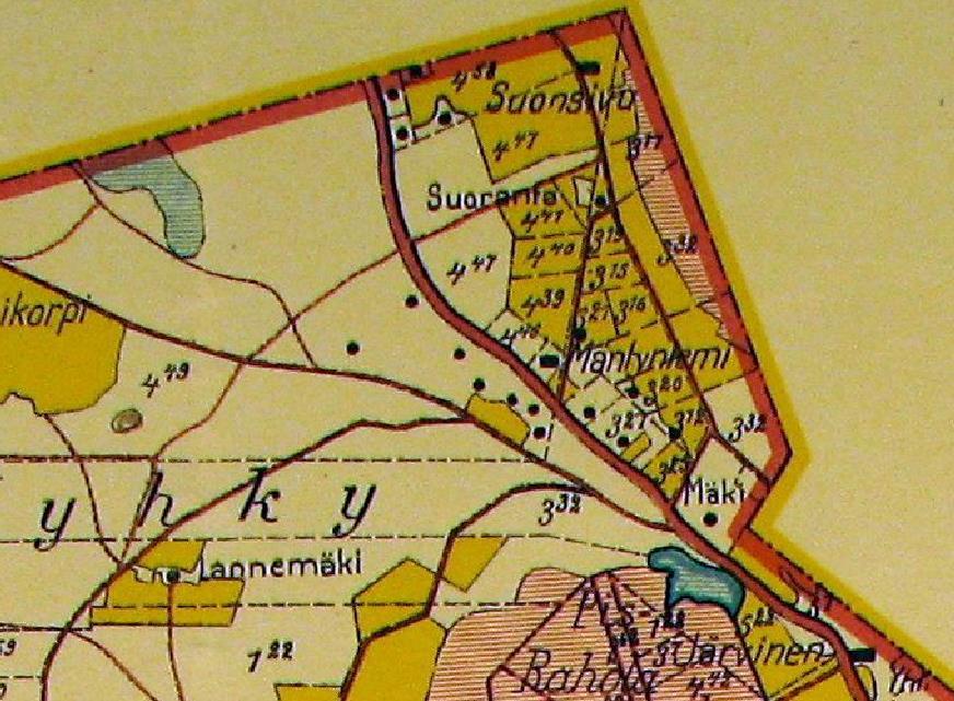 Pohjois-Pirkkalan pitäjänkartan vuodelta 1927 viisi tieyhteyttä ovat edelleen