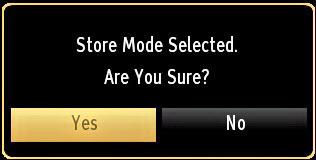 A confirmation screen will be displayed after selecting the Store Mode (optional). Select YES to proceed.