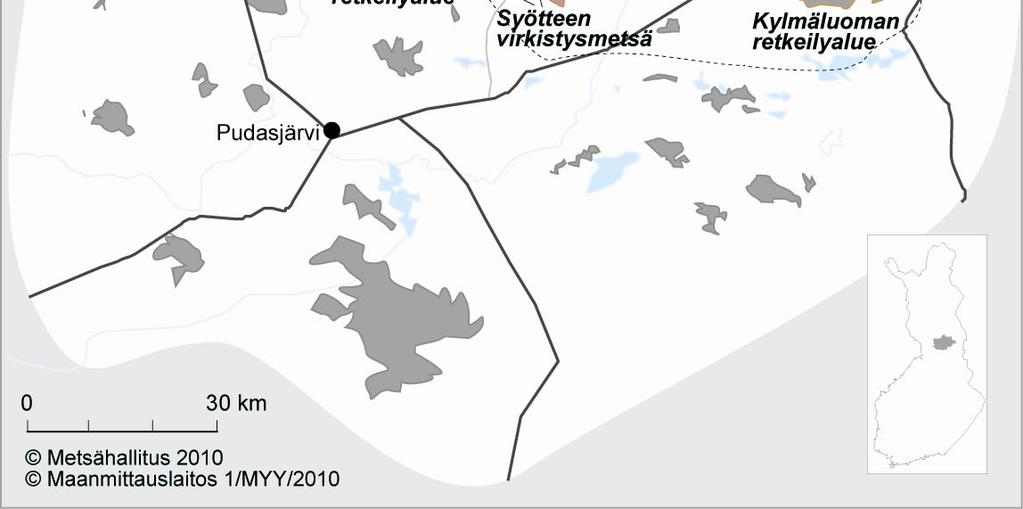 (jatkossa Soiperoinen) ja Kylmäluoman retkeilyalueen. Koska Kylmäluoma sijaitsee toiminnallisesti erillään kansallispuistosta ja sen lähialueista, se kuvataan tässä luvussa erikseen.