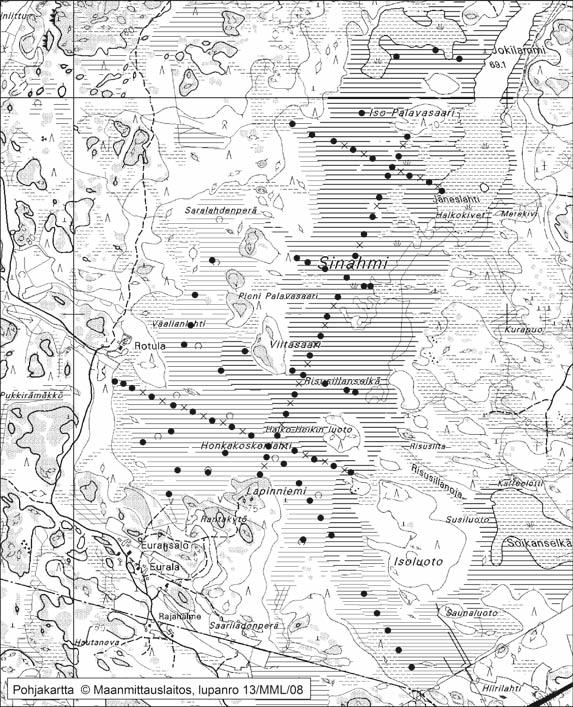 Kankaanpäässä tutkitut suot ja niiden turvevarat.