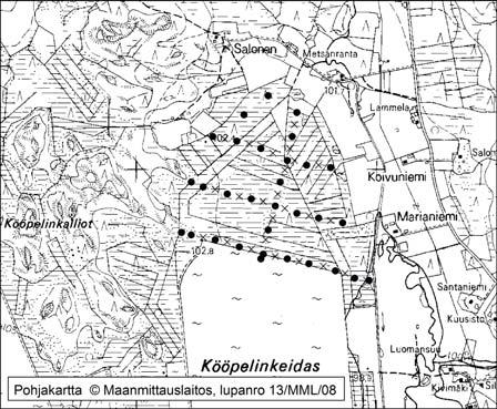 Tapio Toivonen ja Onerva Valo 25. Kööpelinkeidas Kööpelinkeidas (kl. 1233 11, x = 6870,9, y = 1571,6) sijaitsee noin 19 km Kankaanpään keskustasta pohjoiseen.