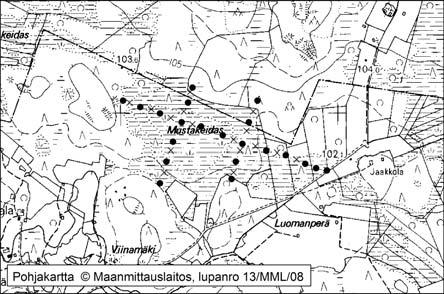 Tapio Toivonen ja Onerva Valo 27. Mustakeidas Mustakeidas (kl. 1233 08, x = 6872,9, y = 1568,2) sijaitsee noin 24 km Kankaanpään keskustasta pohjoiseen, osittain Honkajoen puolella.