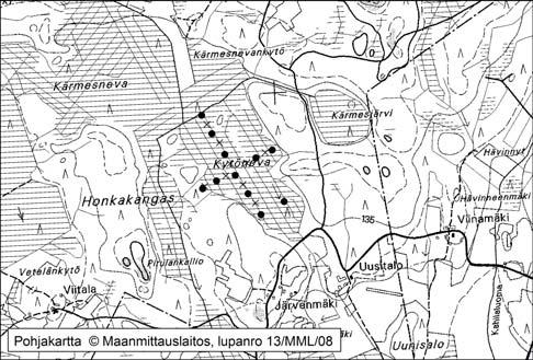 Kankaanpäässä tutkitut suot ja niiden turvevarat. Osa 3 37. Kytöneva Kytöneva (kl. 2211 02, x = 6871,6, y = 2427,8) sijaitsee noin 24 km Kankaanpään keskustasta koilliseen, lähellä Jämijärven rajaa.