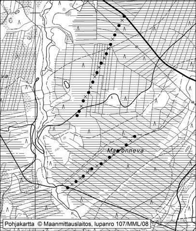 Pyhännällä tutkitut suot ja niiden turvevarat, Osa 1 45. Marronneva Marronneva (kl. 3413 08, x = 7110,7, y = 3480,9) sijaitsee noin 14 km Pyhännän keskustasta itään Juutisen kylän luoteispuolella.
