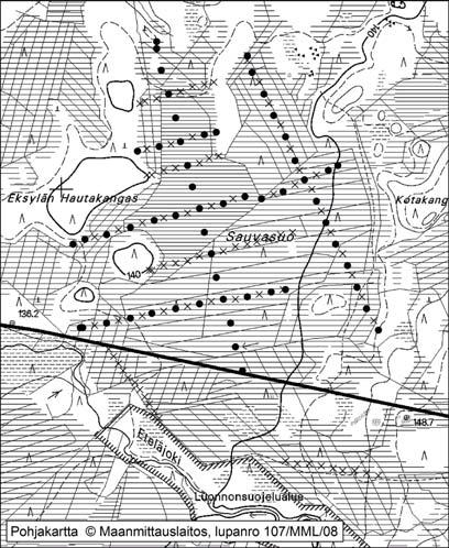 Tapio Toivonen ja Teuvo Herranen 46. Sauvasuo Sauvasuo (kl. 3413 08, x = 7113,8, y = 3482,9) sijaitsee noin 15 km Pyhännän keskustasta itäkoilliseen Kituperän kylän itäpuolella.