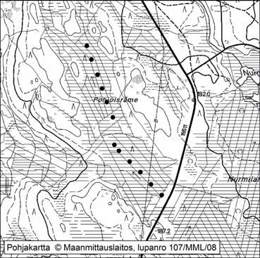Tapio Toivonen ja Teuvo Herranen 50. Pohjoisräme Pohjoisräme (kl. 3413 07, x = 7108,6, y = 3482,7) sijaitsee noin 18 km Pyhännän keskustasta itään Juutisen kylän pohjoispuolella.
