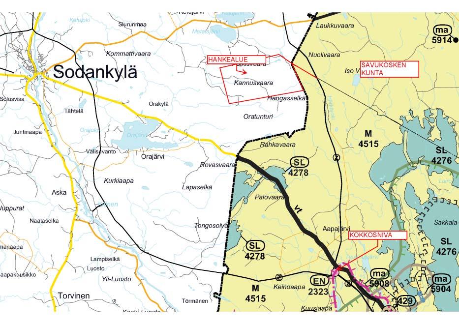 179 Kuva 20-2. Ote Itä-Lapin maakuntakaavasta. 20.2.3 Yleiskaava Tuulivoimapuisto sijoittuu kokonaan Sodankylän kunnan Kelujärvi-Rajala osayleiskaavan alueelle.