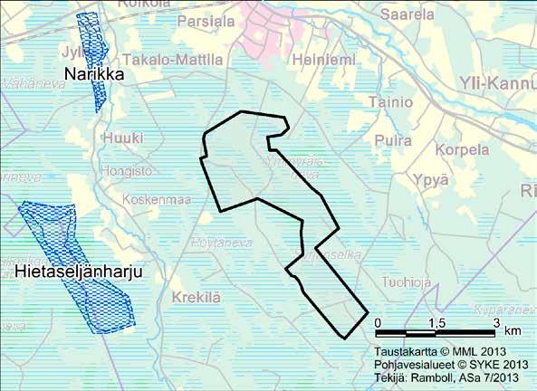 9.1.8 0-vaihtoehdon vaikutukset 9.2 Pohjavesi Hankealueen maa- ja kallioperä pysyvät nykytilassa, mikäli hanketta ei toteuteta. 9.1.9 Haitallisten vaikutusten vähentämiskeinot Hankealuetta lähimpänä olevat Narikan ja Hietaseljänharjun I-luokan pohjavesialueet sijaisevat noin 3 km päässä alueen länsi-/luoteispuolella.