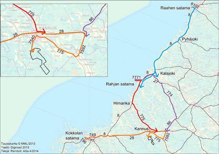 10.4.3 Vaikutusalue 10.4.4 Käytetyt arviointimenetelmät ja aineistot Etelä- ja Keski-Pohjanmaan tuulivoima ja erikoiskuljetukset -selvityksessä (2013) on selvitetty ko.