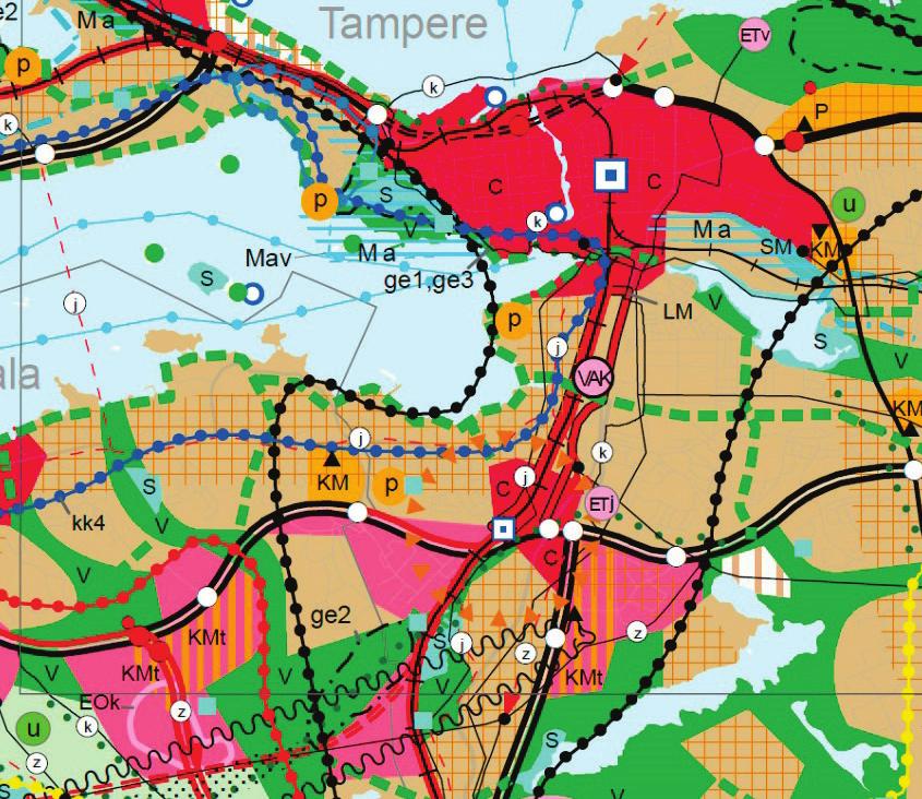 Lokakuussa 2016 julkisesti nähtäville kuulutetussa Pirkanmaan maakuntakaavan 2040 ehdotuksessa (12.9.2016) suunnittelualue on osoitettu taajamatoimintojen (A) ja keskustatoimintojen (C) alueiksi.