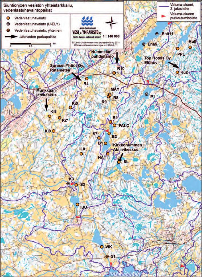 Kartat Siuntionjoen yhteistarkkailualueesta Liite 1.