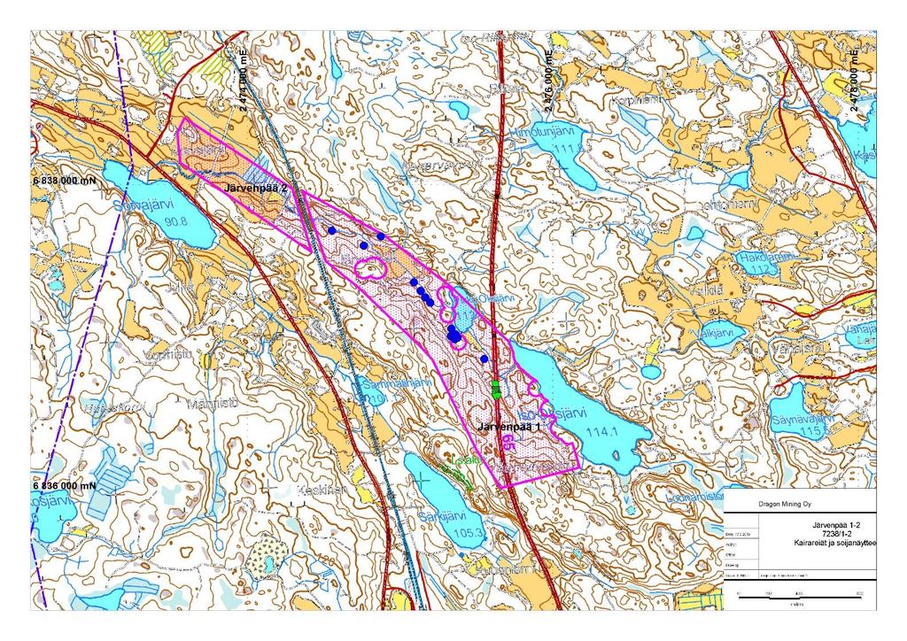 DRAGON MINING OY LOPPURAPORTTI Page 10 pituudeltaan 100.20 m ja pisin 251.90 m. Parhaimmat lävistykset on koottu Taulukkoon 2.