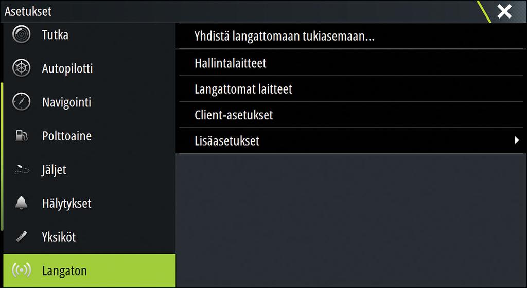 Kauko-ohjaimet Kun langaton laite (älypuhelin tai tabletti) on yhdistetty, sen tulisi näkyä Hallintalaitteetluettelossa.