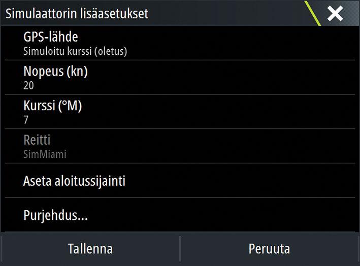 GPS source (GPS-lähde) Tässä valitaan, mistä GPS-tiedot luodaan.