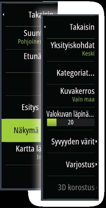 Insight- ja C-MAP-karttaluokat Insight- ja C-MAP-kartoissa on useita luokkia ja alaluokkia, joita voi ottaa