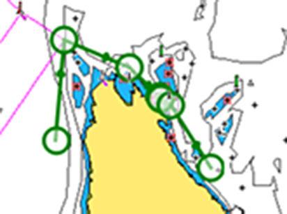 Ú Huomautus: Jos saatavilla ei ole yhteensopivaa karttaa, Dock-to-Dock Autoreititys- tai Easy Routing -valikkovaihtoehto ei ole käytettävissä.