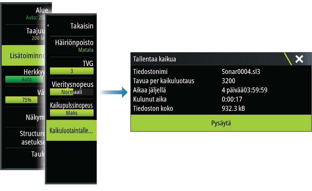 Create StructureMap (Luo StructureMap) Tallennuksen päätyttyä.sl2-muotoiset lokit voidaan muuntaa StructureMap-muotoon (.smf), jos StructureScan on käytettävissä verkossa.