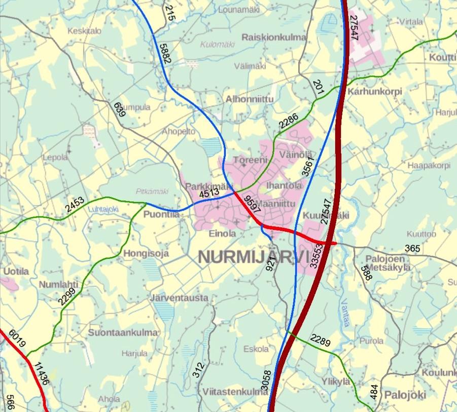 Kaava-alueen eteläosaan johtaa nykyisin Kuusimäentie, joka liittyy Ilvesvuorenkadun kautta Siippoontiehen.