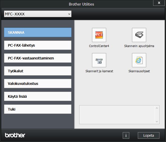 a Napauta tai napsauta Brother Utilities (Brother-apuohjelmat) joko aloitusnäytössä tai työpöydällä.