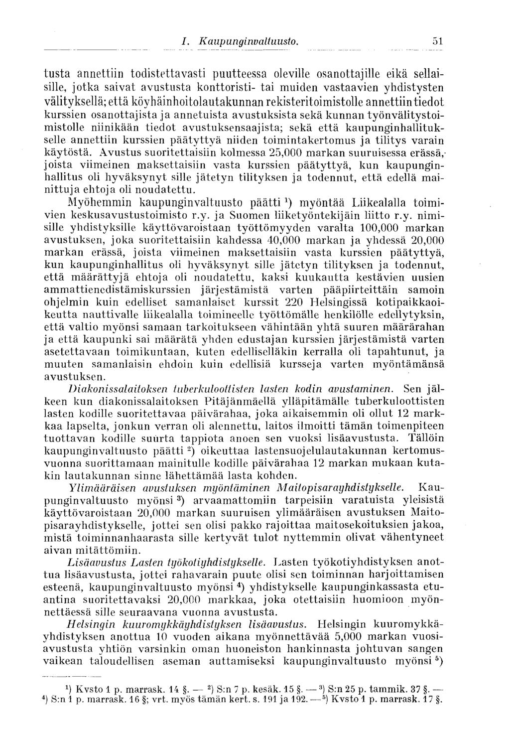 51 I. Kaupunginvaltuusto.
