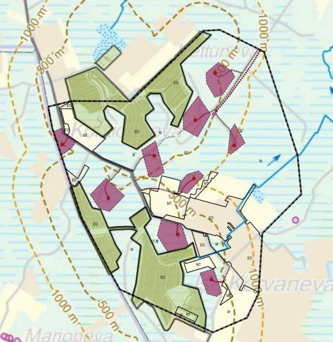 15 YHTEISVAIKUTUKSET MUIDEN HANKKEIDEN KANSSA Samalle alueelle Korvanevan hankealueen kanssa on suunnitteilla yhdeksän voimalan tuulivoimapuisto.