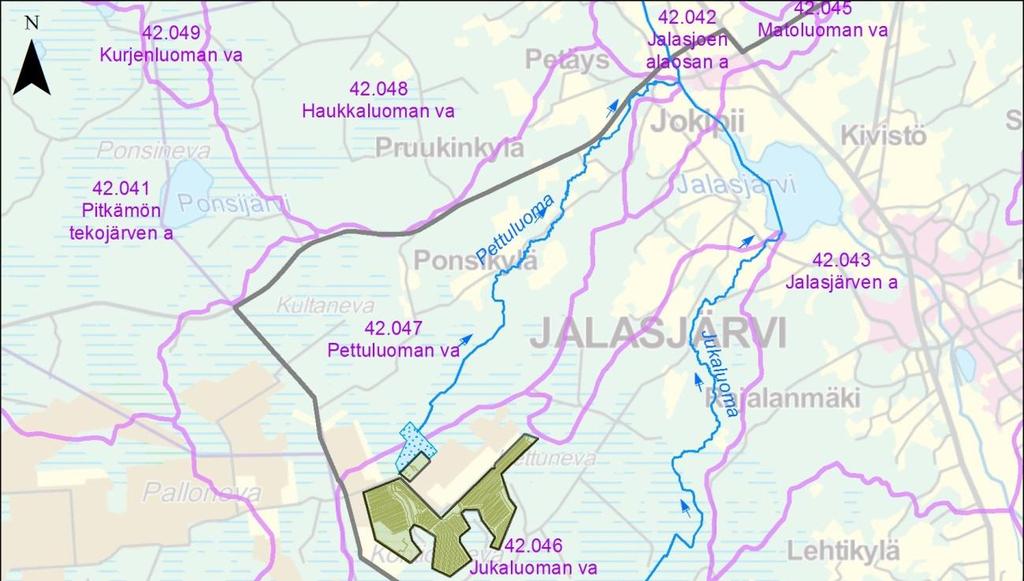 Vesi johdetaan pumpulla (P5) pintavalutuskentän yläreunaan ja paineputkella ja paineputkessa olevien reikien avulla jaetaan tasaisesti koko kentän leveydelle.