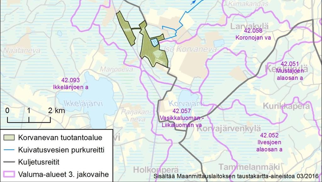 Laskeutusaltaiden edessä on tulva-allas mihin vesi voi runsaan sadannan aikana levittäytyä odottamaan pumppausta pintavalutukseen.
