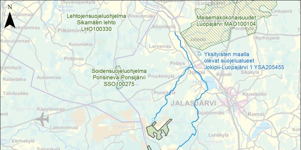 10.2.4 Suojelualueet YMPÄRISTÖVAIKUTUSTEN ARVIOINTISELOSTUS Valtion ympäristöhallinnon Oiva-tietokannan (2015) mukaan Korvanevan välittömässä läheisyydessä ei ole Natura 2000 -alueverkostoon kuuluvia