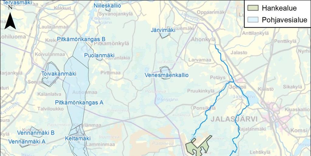 75 Kuva 11-3 Korvanevan hankealuetta lähimmät pohjavesialueet. 11.3 Arviointimenetelmät ja epävarmuustekijät Rakentamistoimet aiheuttavat aina muutoksia maan vesitaloudessa sekä maaperän fysikaalisissa, kemiallisissa ja mikrobiologisissa ominaisuuksissa.
