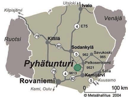 2 Kävijätutkimuksen toteutus 2.1 Alueen kuvaus Pyhä Luoston kansallispuiston ydinosan muodostaa Suomen eteläisin tunturijono.