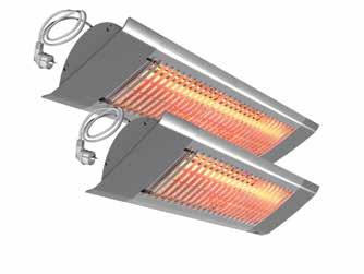 Frico IHC -carboninfralämmitin tehokas hiilikuituputki mekaanisesti kestävämpi rakenne osoittaa lämmitetyn alueen pehmeällä kellertävällä valolla