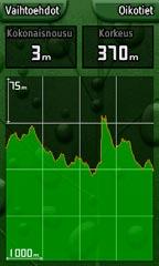 Sovellukset Korkeuskäyrä Korkeuskäyräsivulla näkyvät korkeusmuutokset etäisyyden tai ajan mukaan tai painemuutokset ajan mukaan.