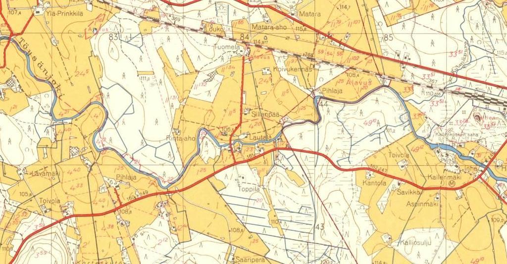 Ote peruskartasta vuodelta 1961,