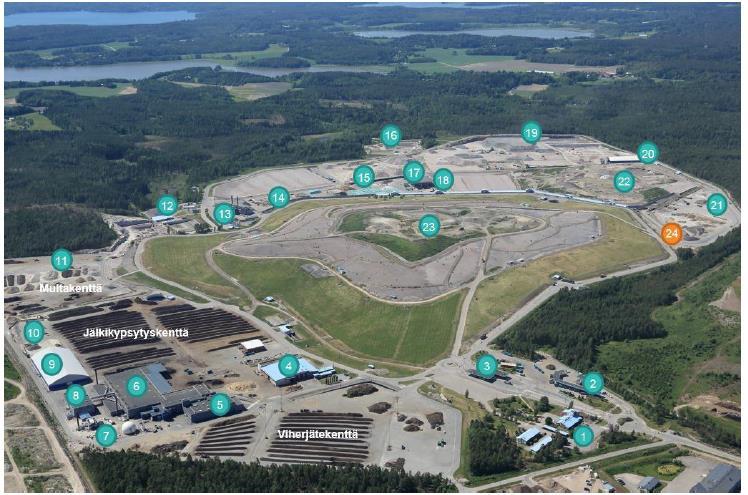 Espoon kaupunki Pöytäkirja 37 Ympäristölautakunta 06.04.2017 Sivu 13 / 42 Kuva 1. Ämmässuon jätteidenkäsittelykeskus 2016 Toimintojen selitys: 1. Toimistorakennuksia 2.