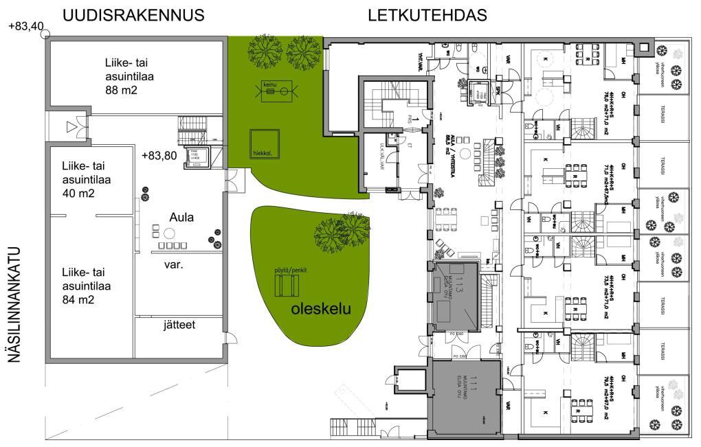 4 (12) 15.6.2017 Näsilinnankatu 39 Kuva 2. Selvitysalueen suunniteltu rakentaminen (Arkkitehtuuri Arkera Oy, 15.9.2016) Kuva 3.